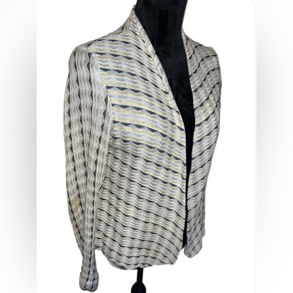 Ace & Jig Metallic Striped Open-Front Organic Cotton Jacket- Small - Picture 2 of 5